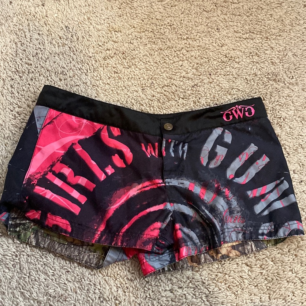 Girls With Guns reverse able swim shorts (non stretchy)